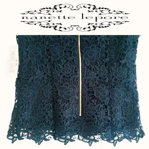 NANETTE LEPORE NEW Romantic Floral Allover Embossed/Scalloped ELace Top S - Picture 10 of 12